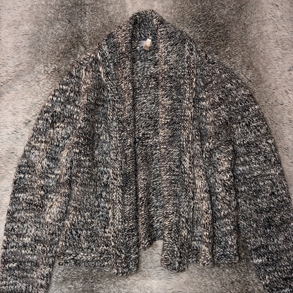 J. Jill Italian Yarn Chunky Wool Alpaca Blend  Knit Open Cardigan Sweater XL - Picture 4 of 8